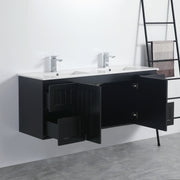 Acacia 1500mm Matte Black Double Bowl Wall Hung Vanity