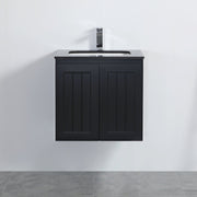 Acacia 600mm Matte Black Single Bowl Wall Hung Vanity