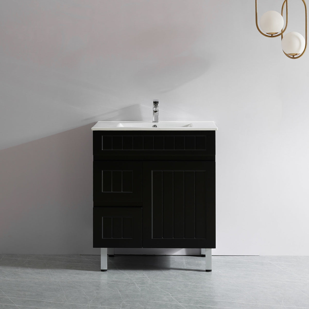 Acacia 750mm Matte Black Left Hand Drawer  Vanity Leg