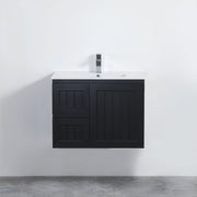 Acacia 750mm Matte Black  Left Hand Drawer Wall Hung Vanity
