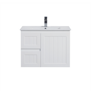 Acacia 750mm Matte White Left Hand Drawer Wall Hung Vanity