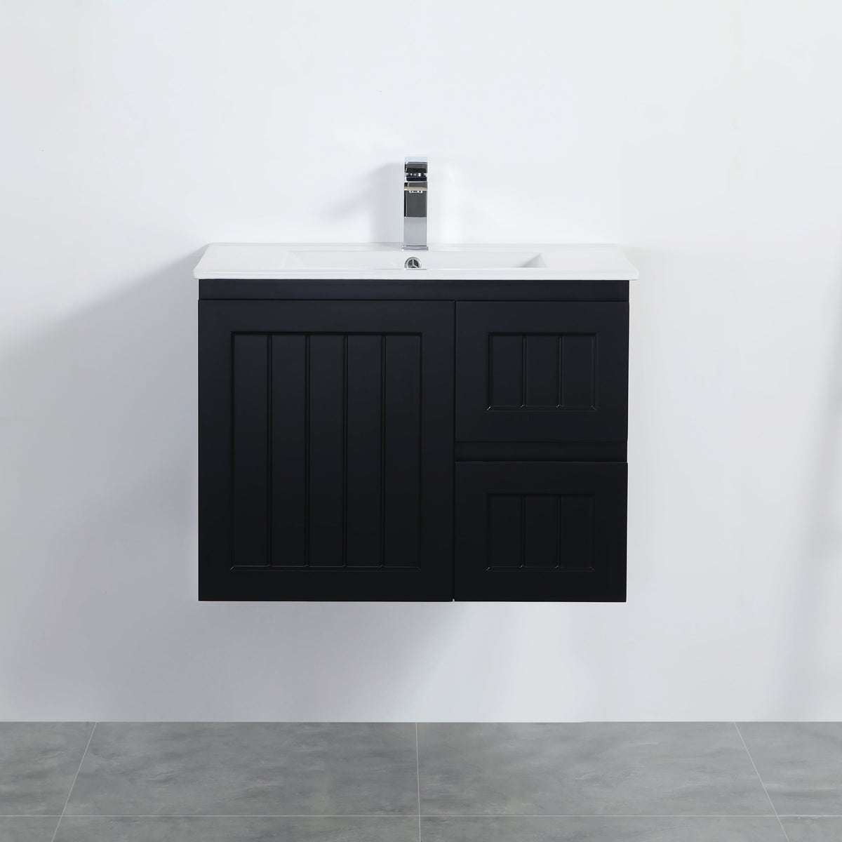 Acacia 750mm Matte Black Right Hand Drawer Wall Hung Vanity