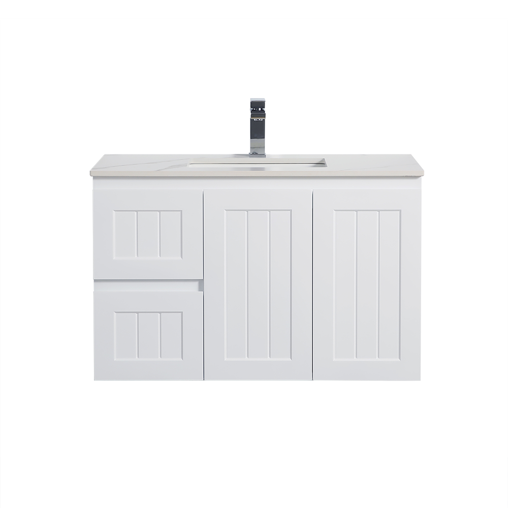 Acacia 900mm Matte White Single Bowl Wall Hung Vanity