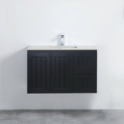 Acacia 900mm Matte Black Right Hand Drawer Wall Hung Vanity