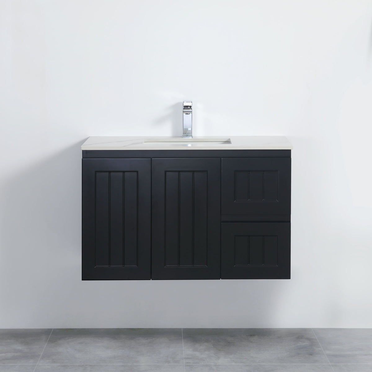 Acacia 900mm Matte Black Right Hand Drawer Wall Hung Vanity