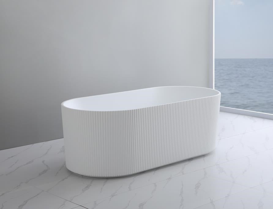 Ally Groove 1500mm Gloss White Freestanding Bathtub