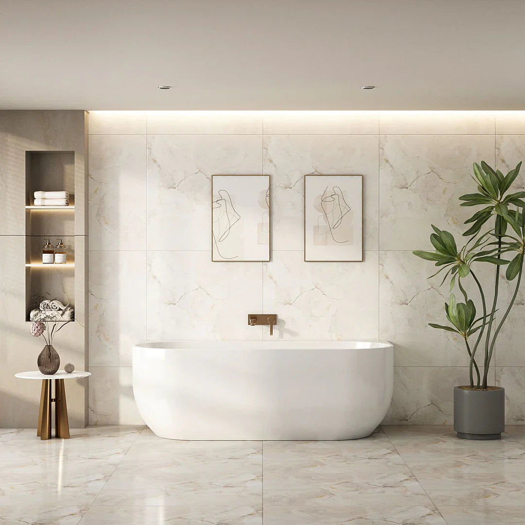 1500mm / 1700mm Anna Back to Wall Bathtub – Gloss White
