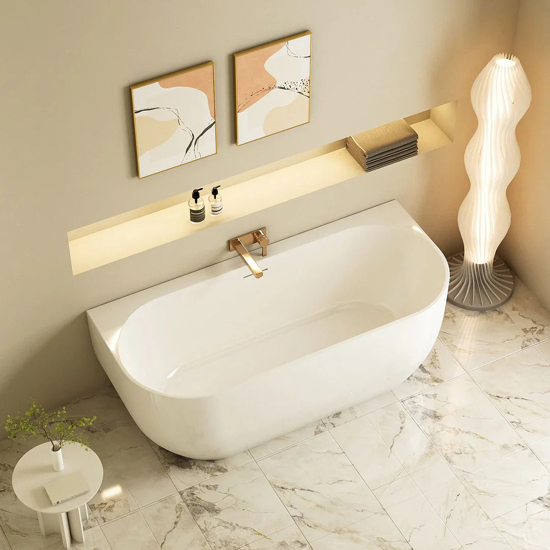1500mm / 1700mm Anna Back to Wall Bathtub – Gloss White