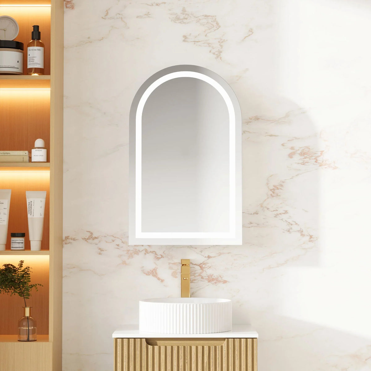 Athena 500 x 900mm LED Arched Wall-Hung Shaving Cabinet