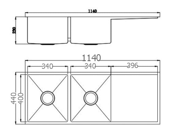Arcko Lux Undermount/Overmount Double Bowl Sink w/ Drainer