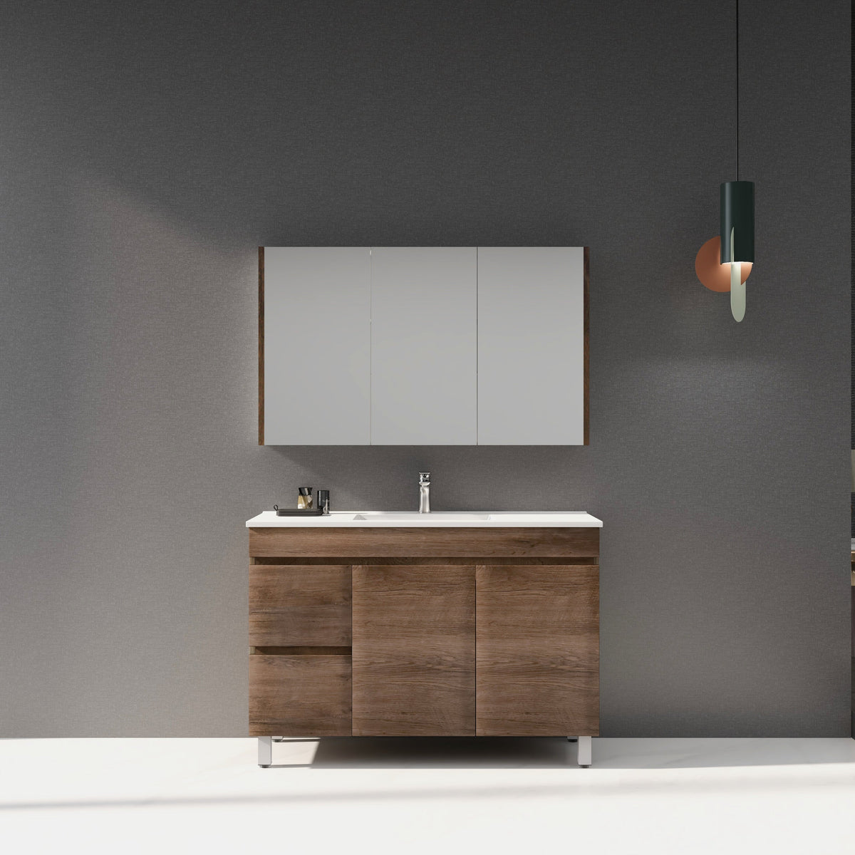 Berge Dark Oak 1200mm Wood Grain Floor Vanity