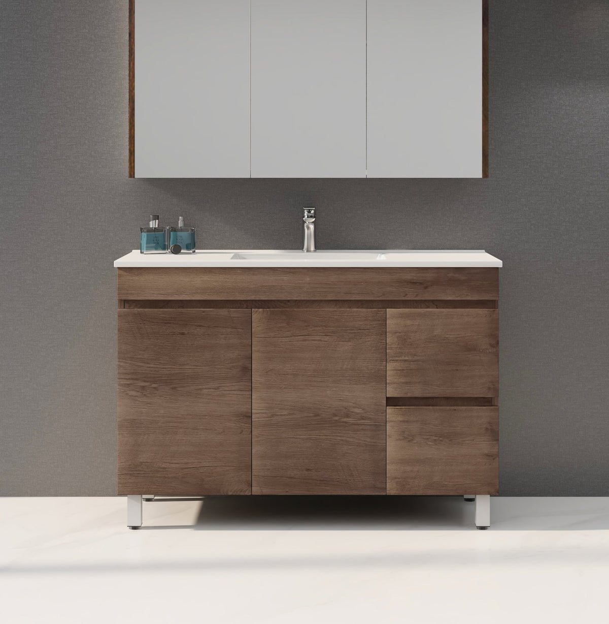 Berge Dark Oak 1200mm Wood Grain Floor Vanity