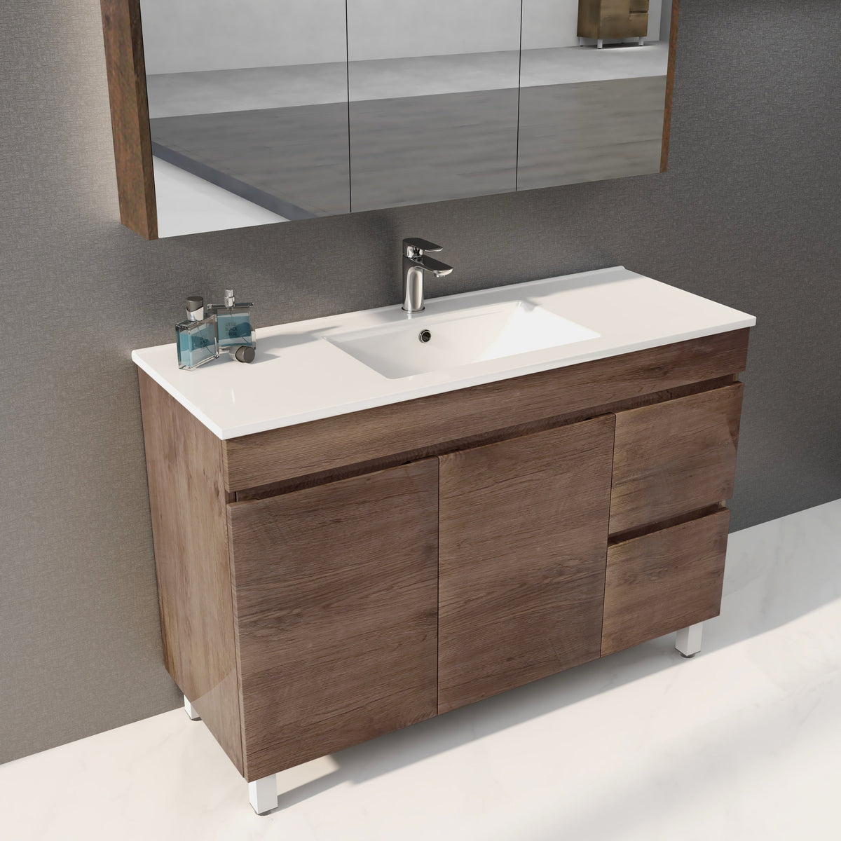 Berge Dark Oak 1200mm Wood Grain Floor Vanity