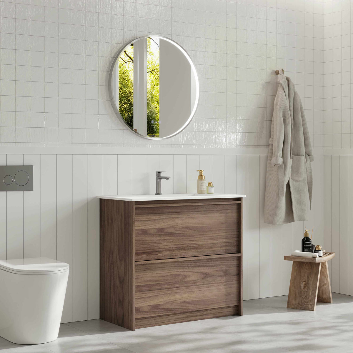 Bella 900mm Freestanding Cabinet - Notaio Walnut