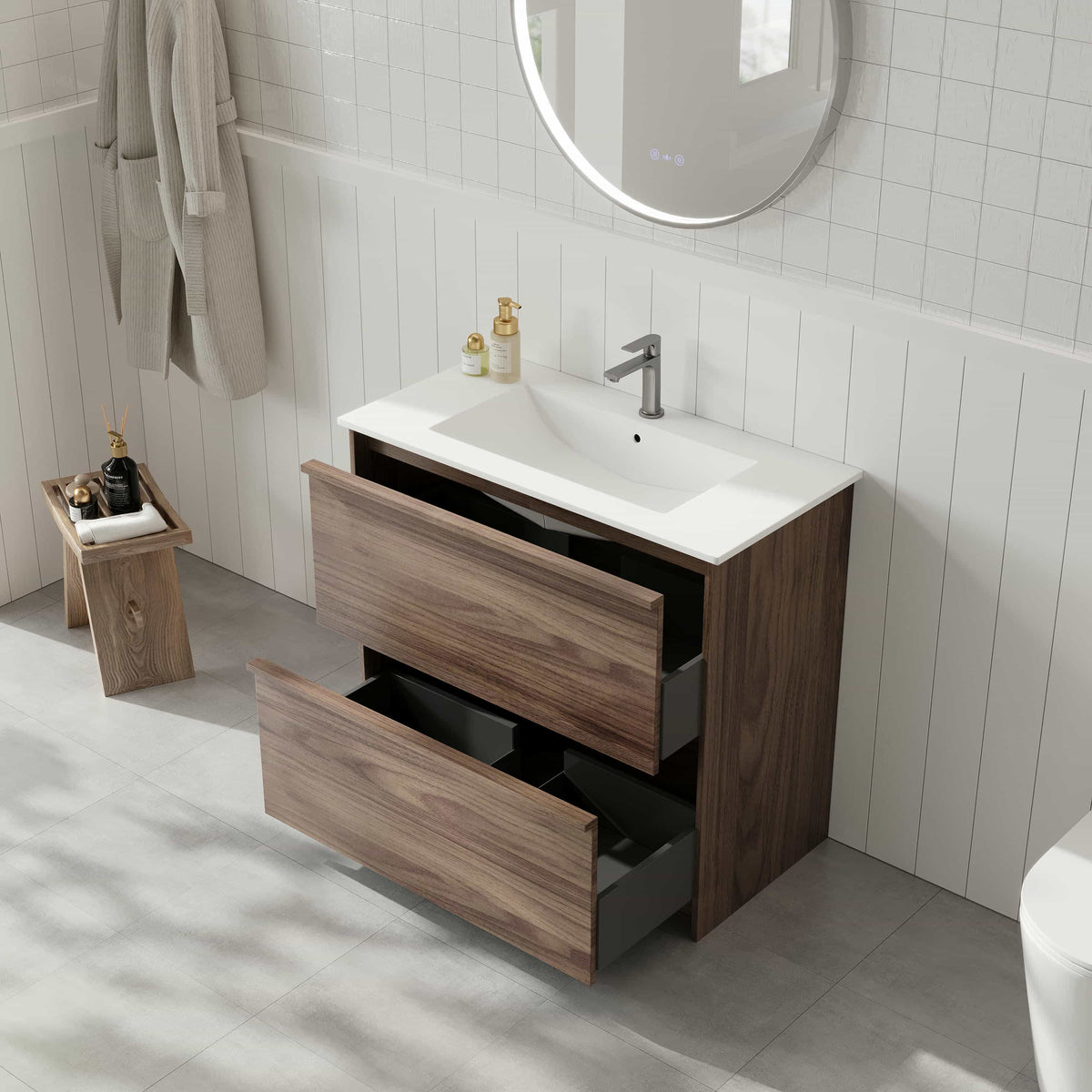 Bella 900mm Freestanding Cabinet - Notaio Walnut