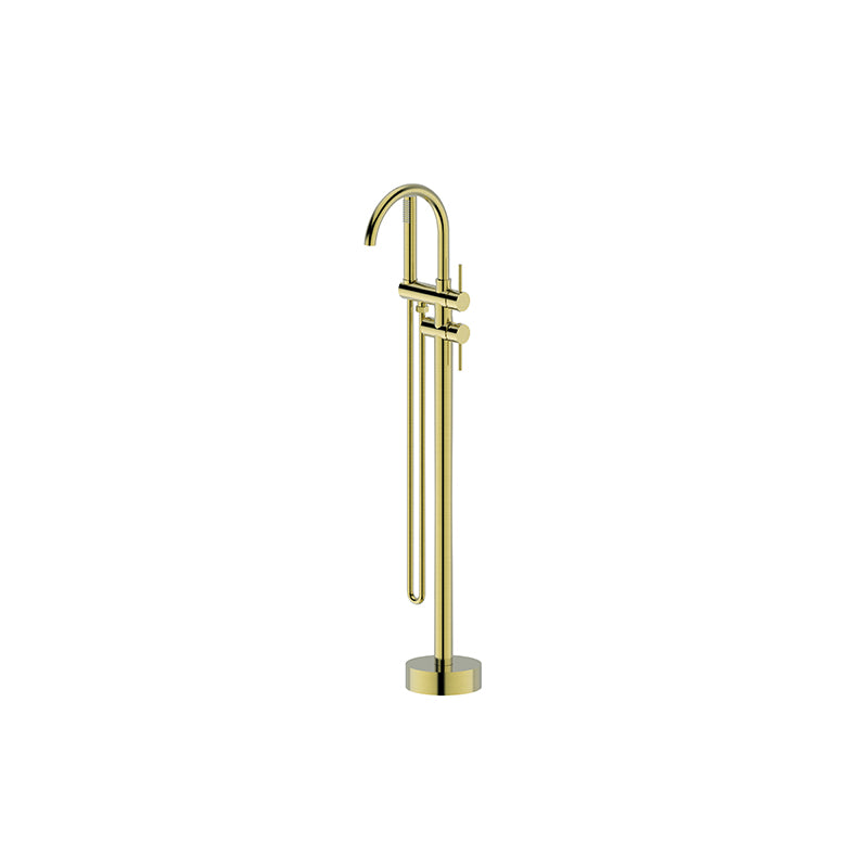 Elite Brushed Gold Round Bath Mixer With Hand Shower