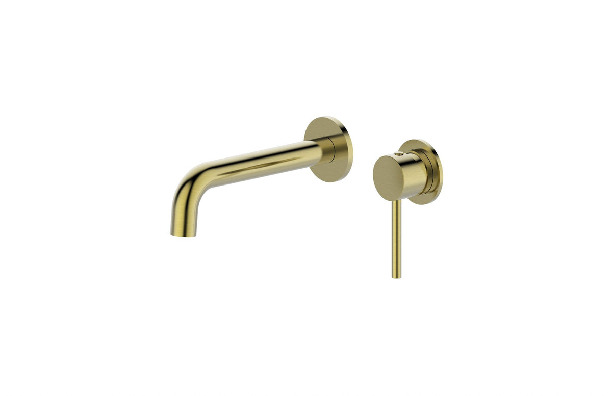 Miro Brush Gold Round  Wall Bath/Basin Mixer With Spout
