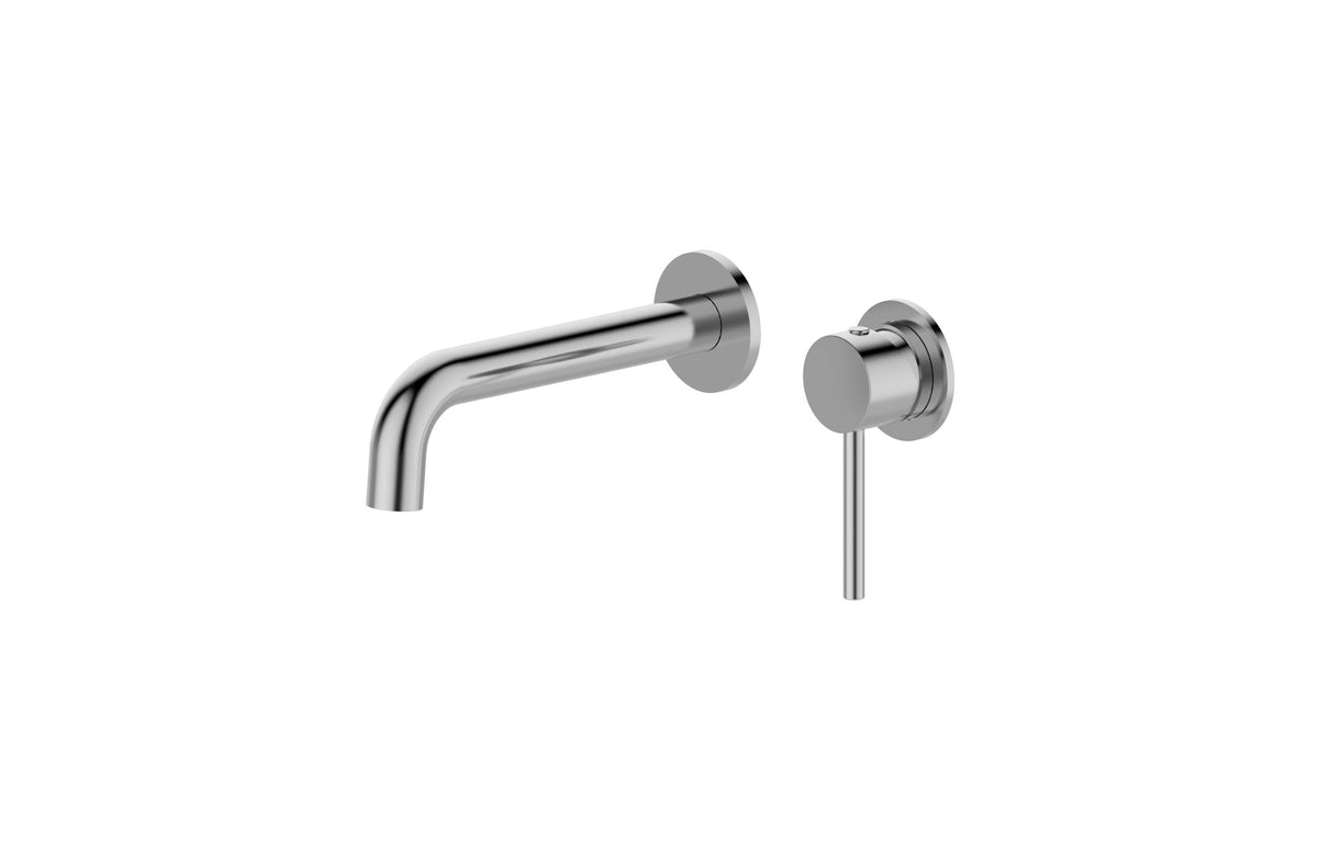Miro Brush Nickel Round  Wall Bath/Basin Mixer With Spout