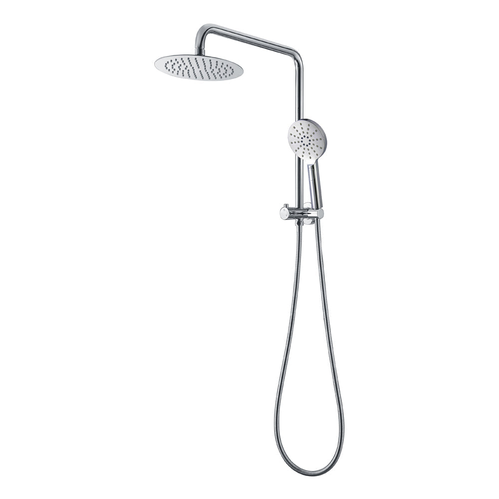Elite Chrome Round Multifunction Hand Shower With  200MM Overhead Rain Shower  Half Rail