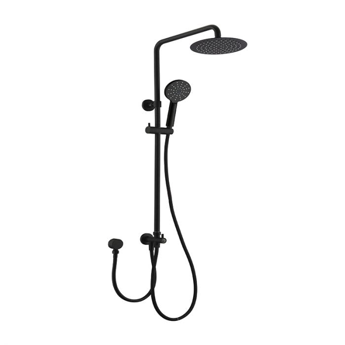 Elite Round shower rail set 2 in 1 Double hose | Black