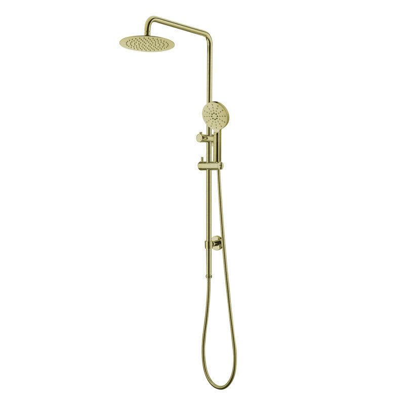 Elite Brushed Gold Round Sliding Multifunction Hand Shower With 250MM Overhead Rain Shower