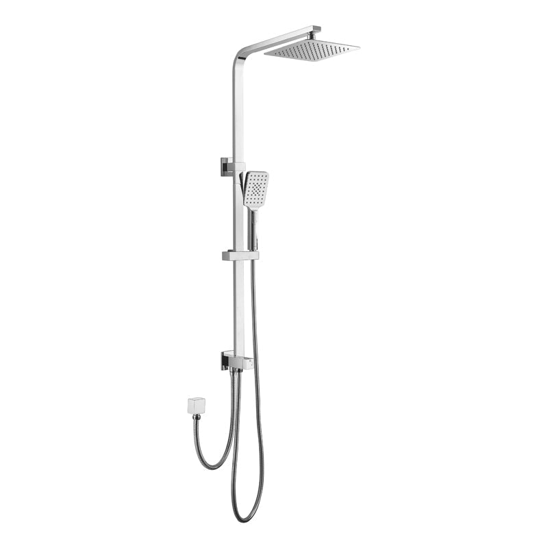Piazza Square shower rail set 2 in 1 Double hose | Chrome