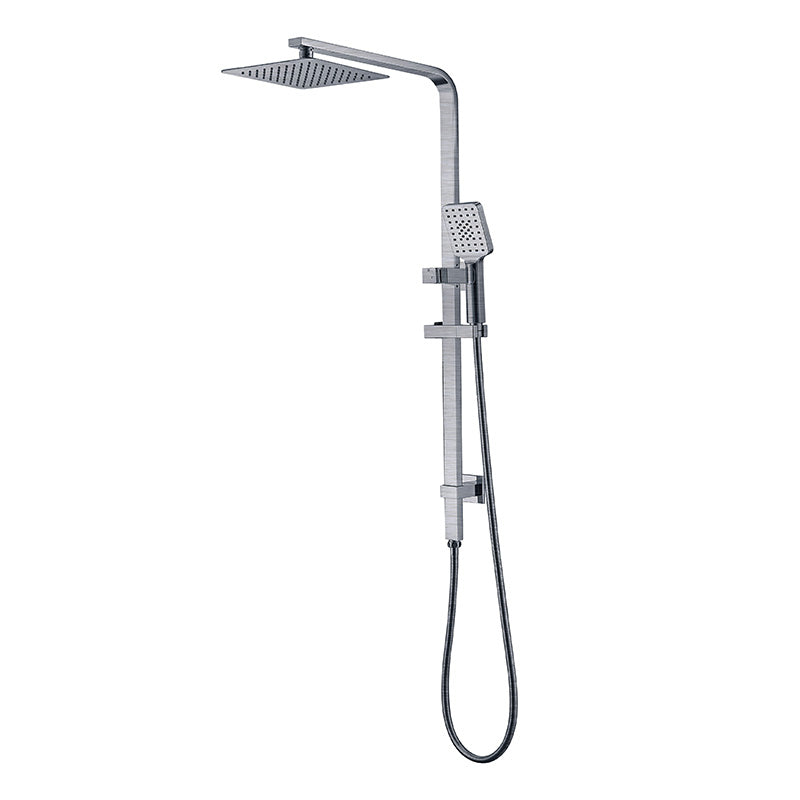 Brushed Nickel Square shower rail set 2 in 1