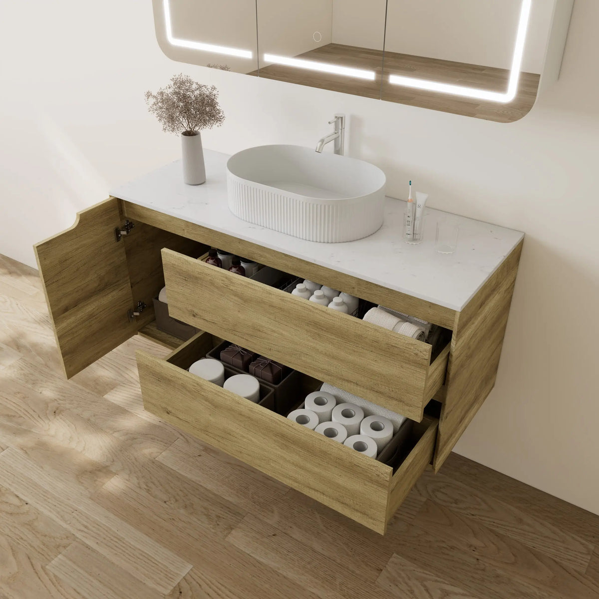 Brooklyn 1200mm Ashwood Oak Wall Hung Vanity