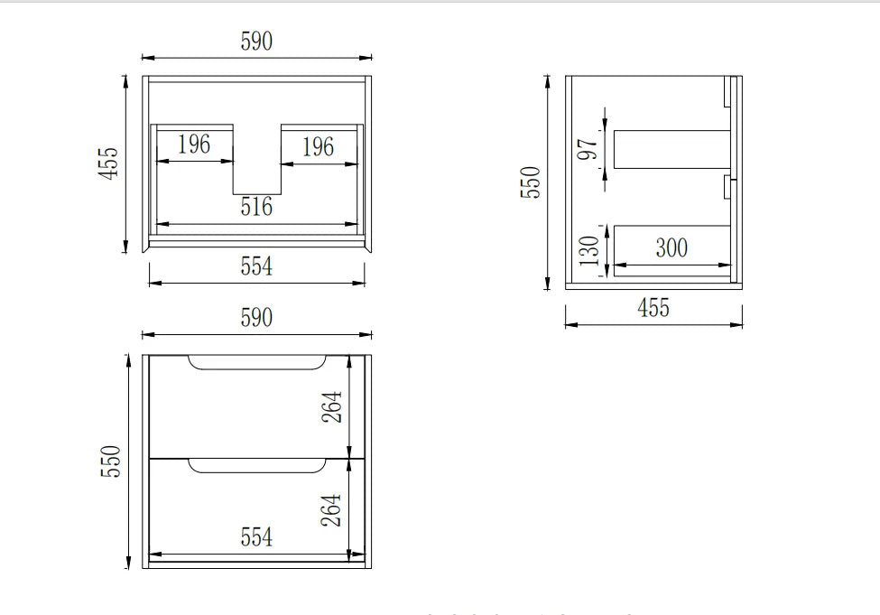 Brooklyn 600mm Ashwood Oak Wall Hung Vanity