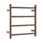 Round Light Brushed Copper Electric Heated Towel Rack 4 Bars