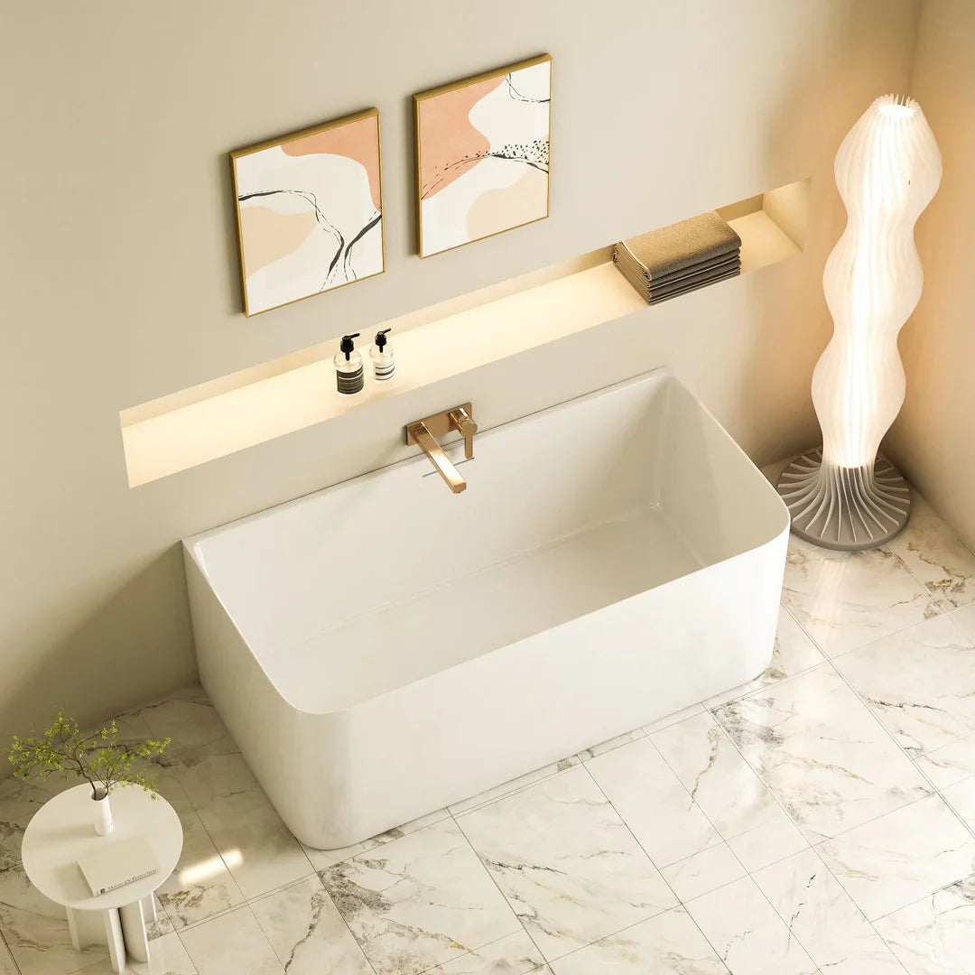 Bullion 1500mm Ultra Thin Back to Wall Bathtub - Gloss White
