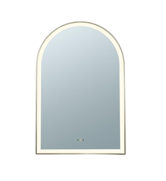 Aura 600×900mm Touchless LED Arched Mirror Brushed Nickel