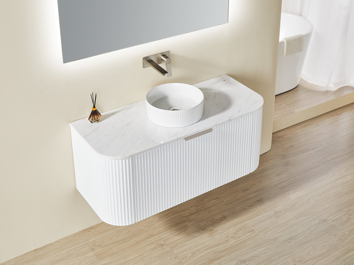 Avalon 1200mm Matte White Single bowl Wallhung PVC Cabinet