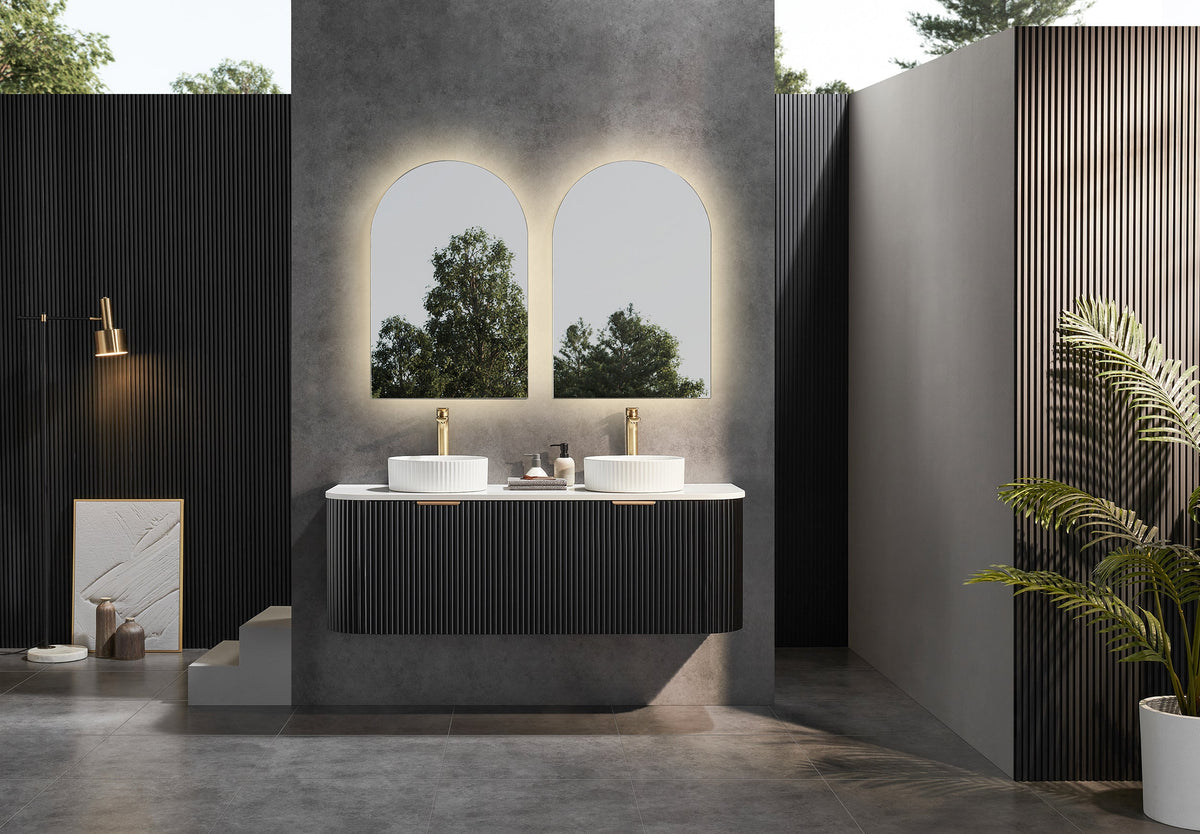 Avalon 1500mm Matte Black Double bowl Wallhung PVC Cabinet