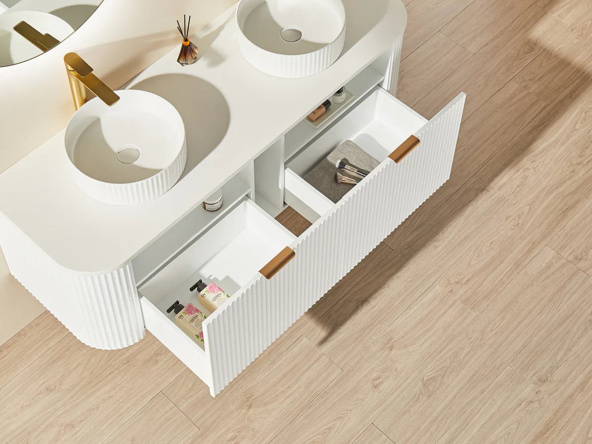Avalon 1500mm Matte White Double bowl Wall-hung PVC Cabinet