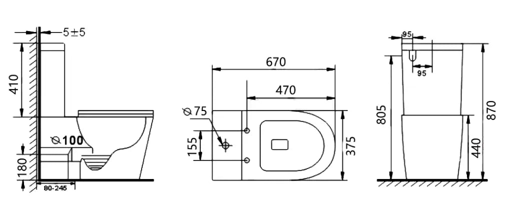 Caspian Tornado Rimless Quiet/Silent Flush Back To Wall Toilet Suite