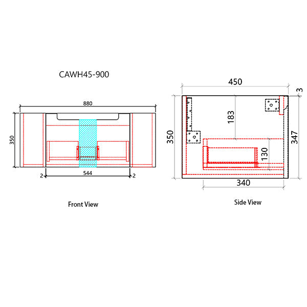 Savio 900mm Fluted Wall Hung Vanity