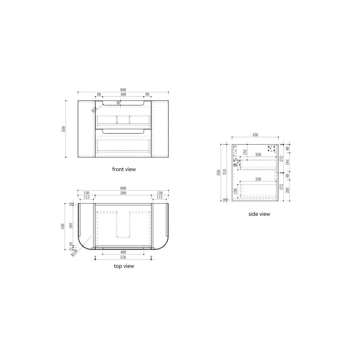 Varcelli 900mm Tier Wall Hung Vanity
