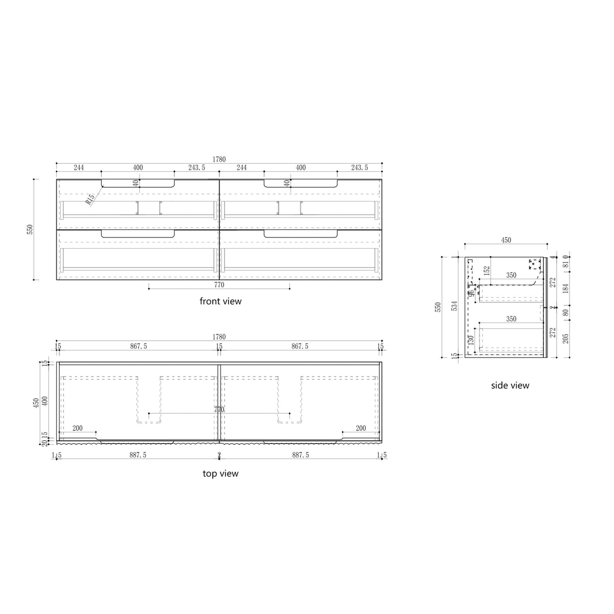 Lovina 1800mm Tier Single/Double bowl Wall Hung Vanity