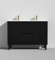 Brighton 1200mm Matte Black Double Bowl Floor PVC Cabinet