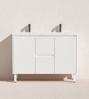 Brighton 1200mm Matte White Double Bowl Floor PVC Cabinet