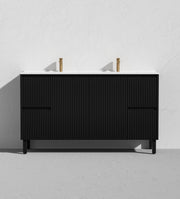 Brighton 1500mm Matte Black Double Bowl Floor PVC Cabinet