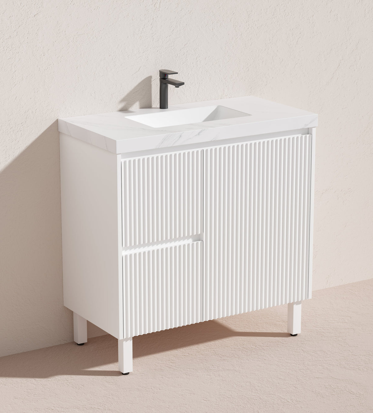 Brighton 900mm Matte White Floor PVC Cabinet