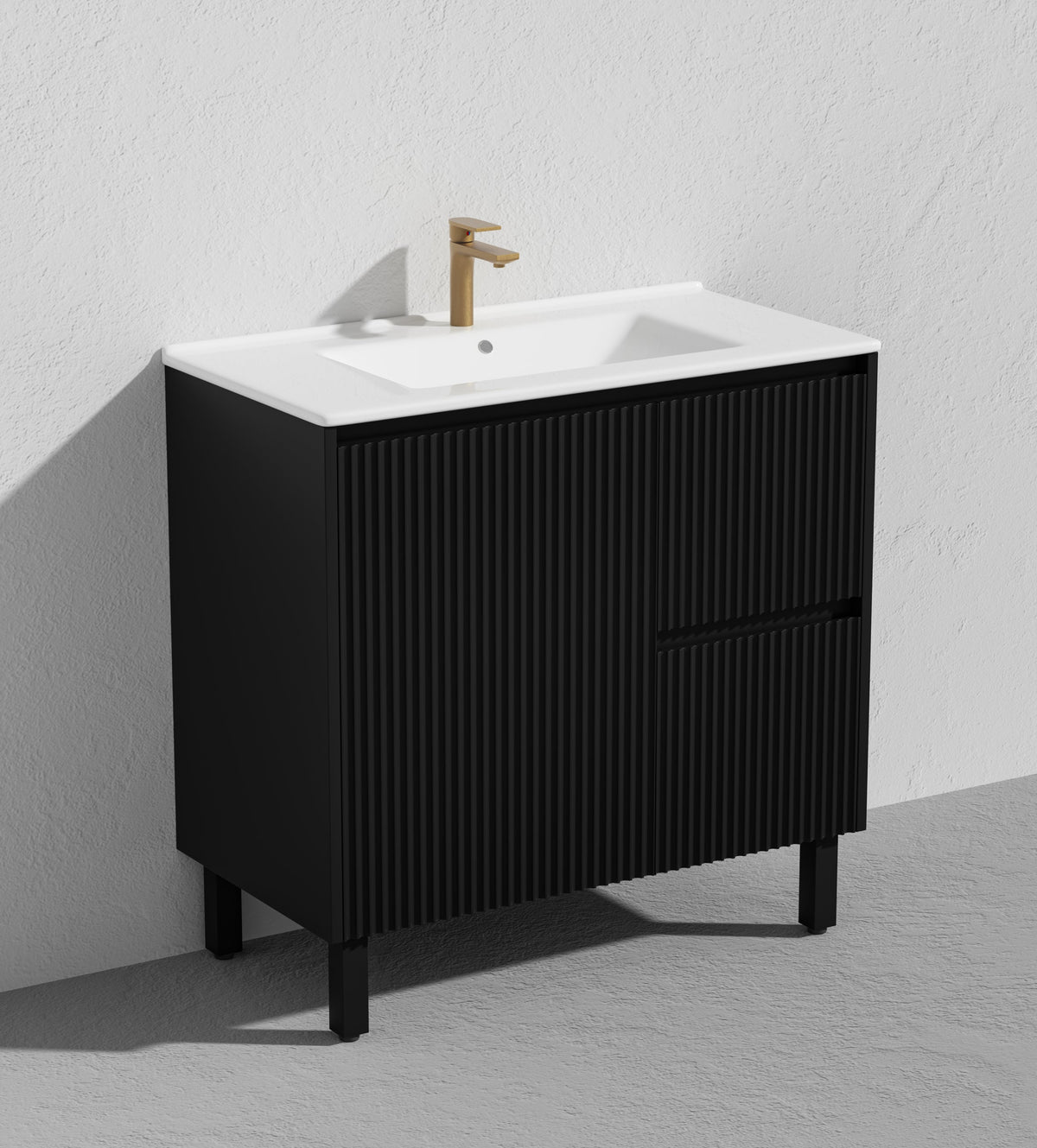 Brighton 900mm Matte Black Floor PVC Cabinet