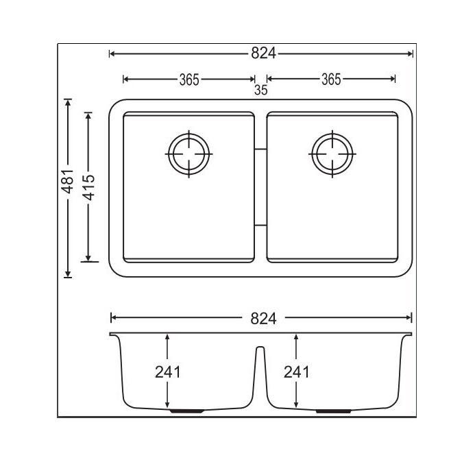 Carysil | 824 Nera Grey Granite Kitchen Sink - Acqua Bathrooms