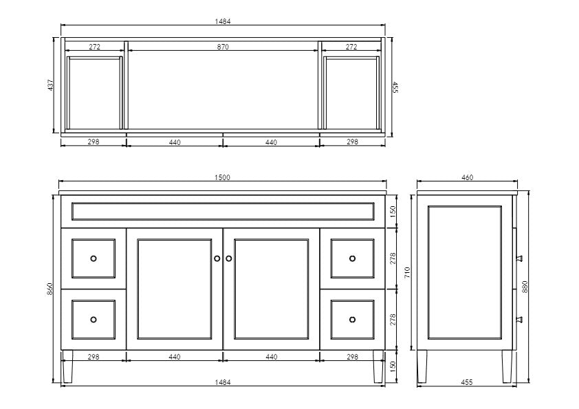Harrington 1500mm Single bowl Floor PVC Cabinet