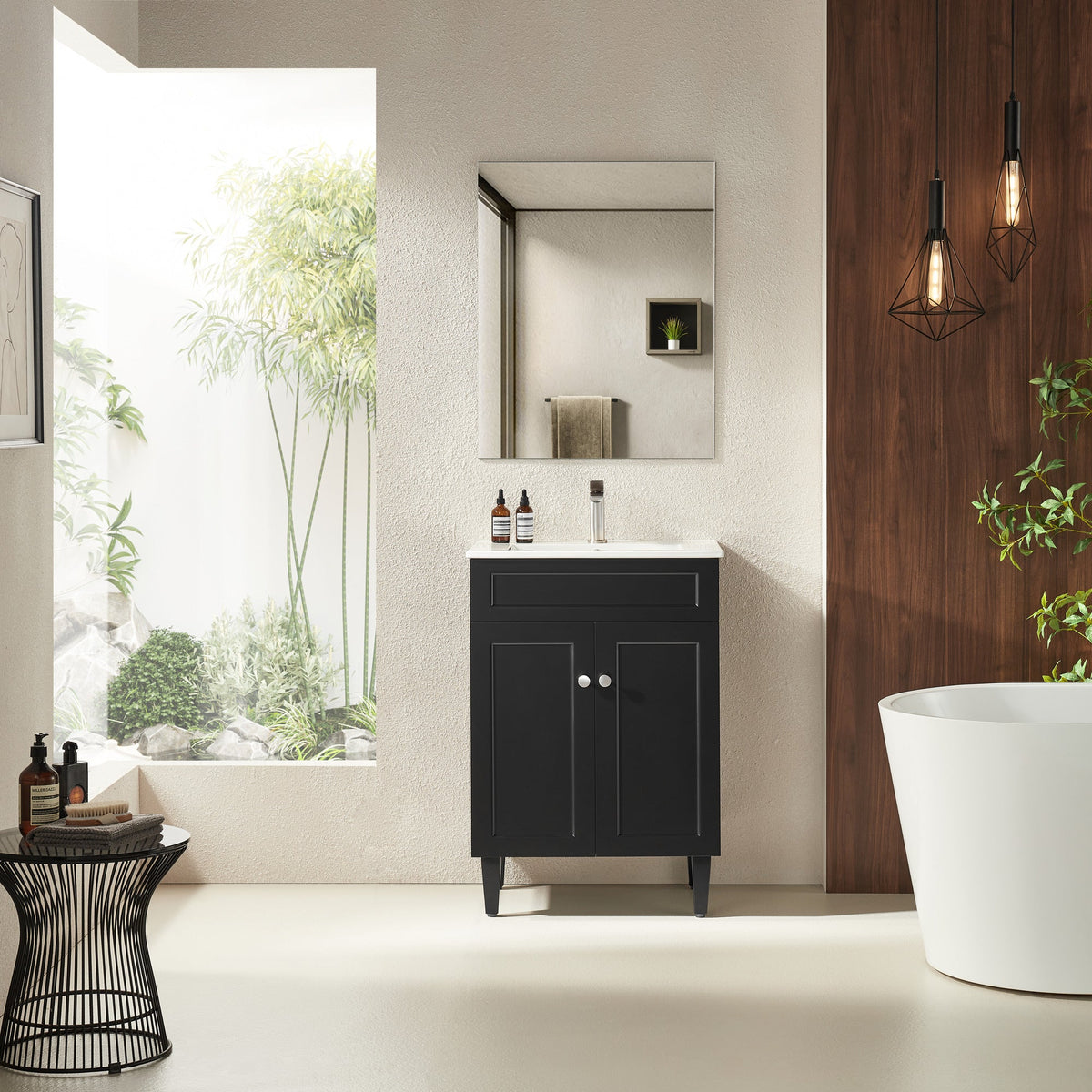 Harrington Hampton 600mm Matte Black Single Bowl PVC Vanity