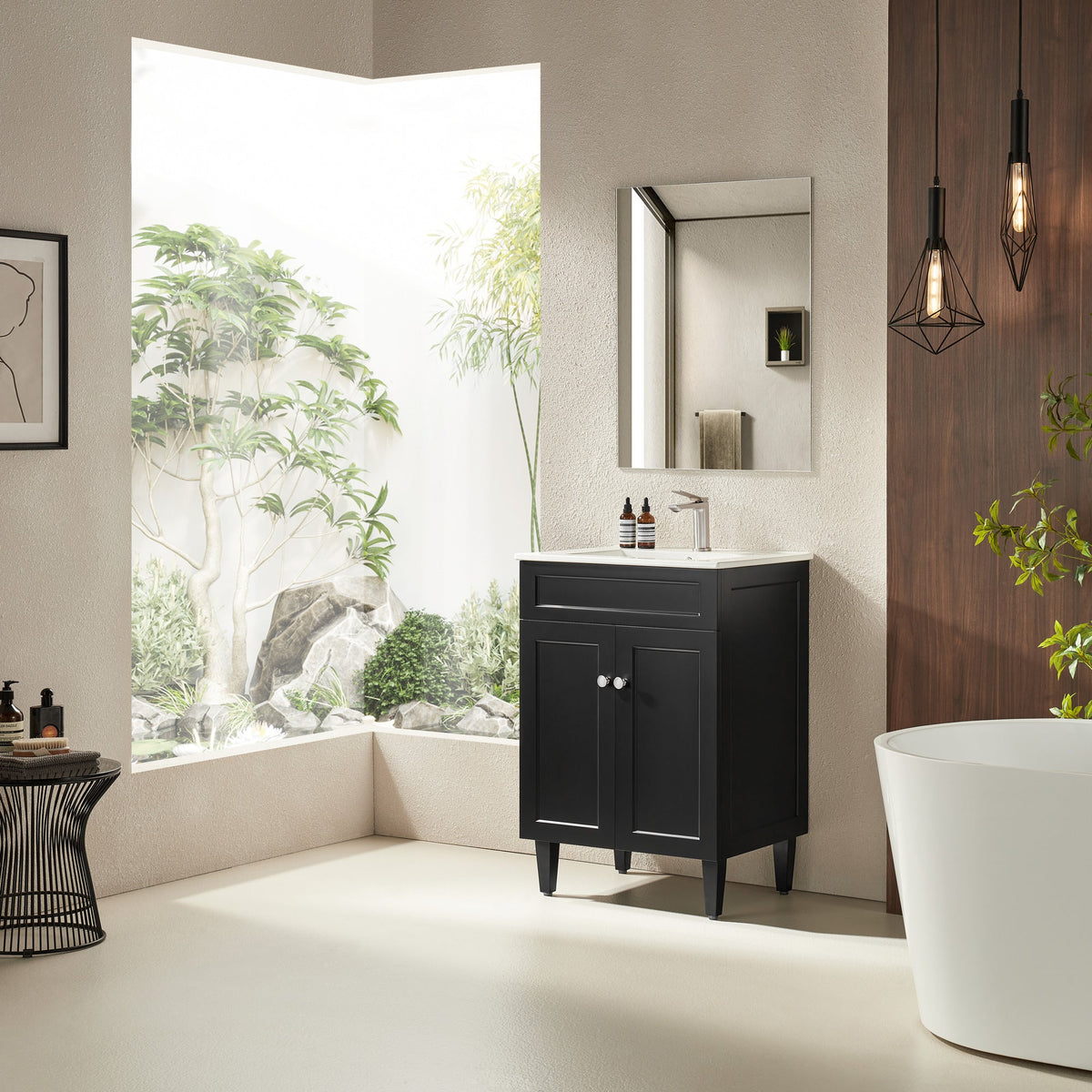 Harrington Hampton 600mm Matte Black Single Bowl PVC Vanity
