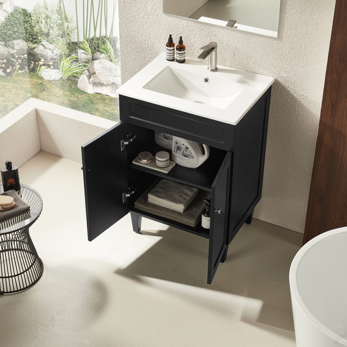 Harrington Hampton 600mm Matte Black Single Bowl PVC Vanity