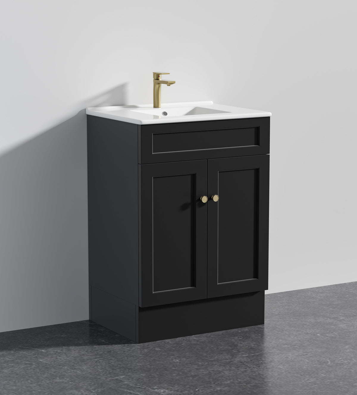 Harrington Hampton 600mm Matte Black Single Bowl PVC Vanity
